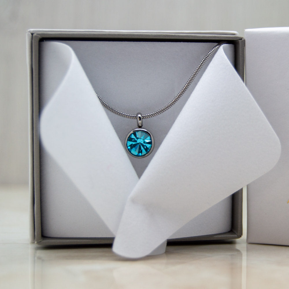 March Birthstone Magnetic Necklace for Women in Luxury Gift Box - makes a beautiful present