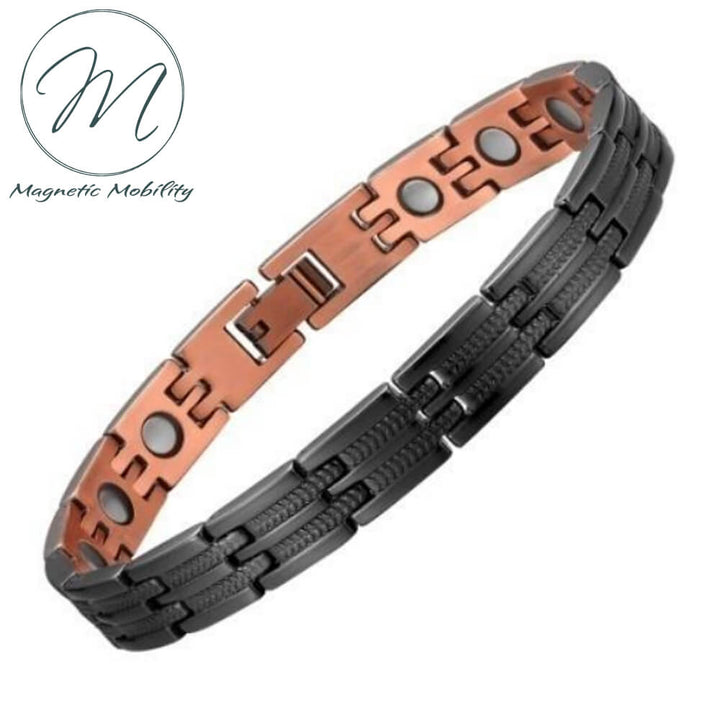 Comfortable & Adjustable Black Magnetic Copper Bracelet for Men. 99.9% pure Copper, 3000 gauss Neodymium Magnets: Relieve Pain, Reduce inflammation, Improve circulation, Improve immune function. Get back to living your best life pain free! Helps relieve  Arthritis and joint/muscle pain. Ideal gift idea! Buy Irish