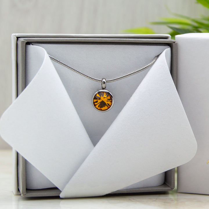 November Birthstone Magnetic Necklace for Women in Luxury Gift Box - makes a beautiful present. Citrine Coloured Gemstone