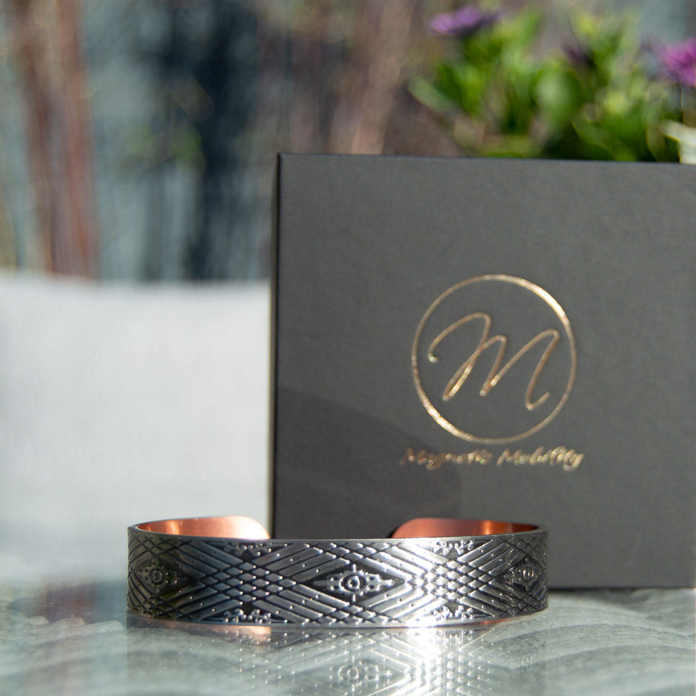 Silver Hawthorn Mens Silver Copper Bangle with Gift Box