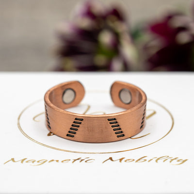 Modern design on a copper ring with magnets