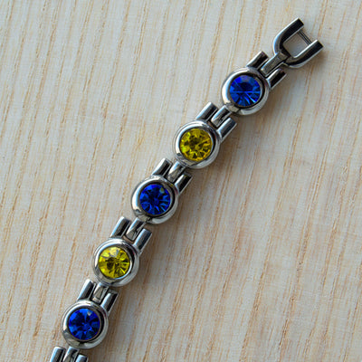Tipperary GAA bracelet - womens magneticbracelt with 4 health elements in Tipperary GAA county colours blue and yellow gemstones - made in Ireland