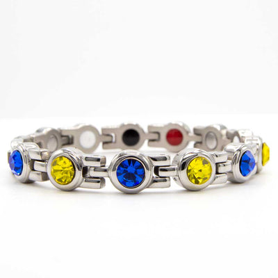 Tipperary GAA bracelet - womens magneticbracelt with 4 health elements in Tipperary GAA county colours blue and yellow gemstones - made in Ireland