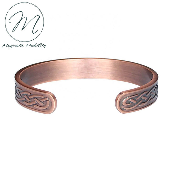 Back view. Celtic design copper bracelet with 6 Neodymium Magnets to help with arthritis pain, back pain ect. 