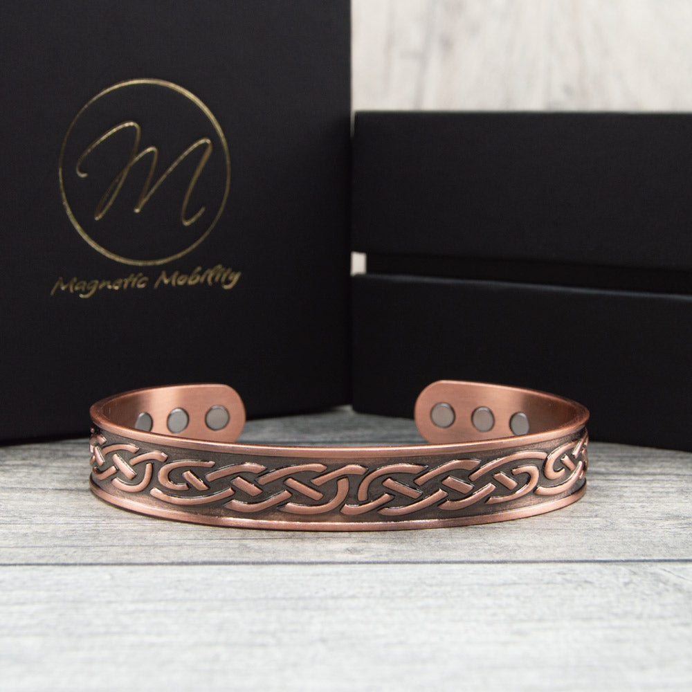 Trefoil Mens Celtic Design Copper Bangle with Gift Box