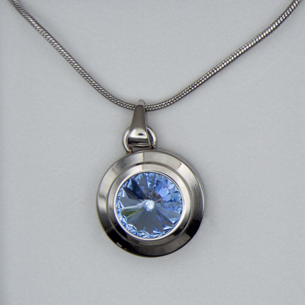 Blue crystal Angelica Necklace Silver Colour