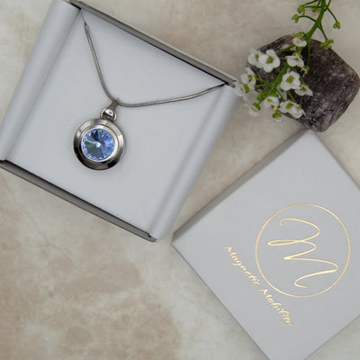 Blue crystal Angelica Necklace Silver Colour