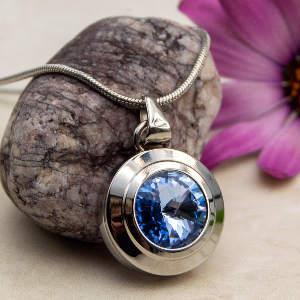 Blue crystal Angelica Necklace Silver Colour