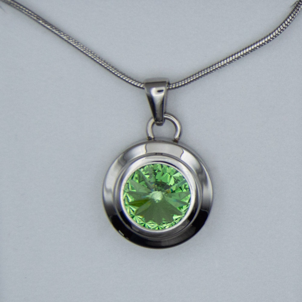 Green crystal Angelica Necklace Silver Colour