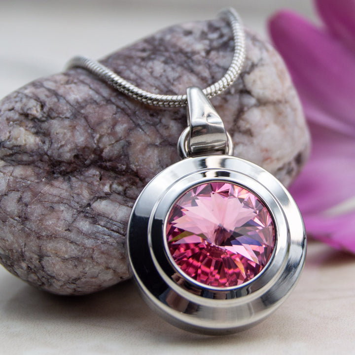 Pink crystal magnetic necklace for women. 