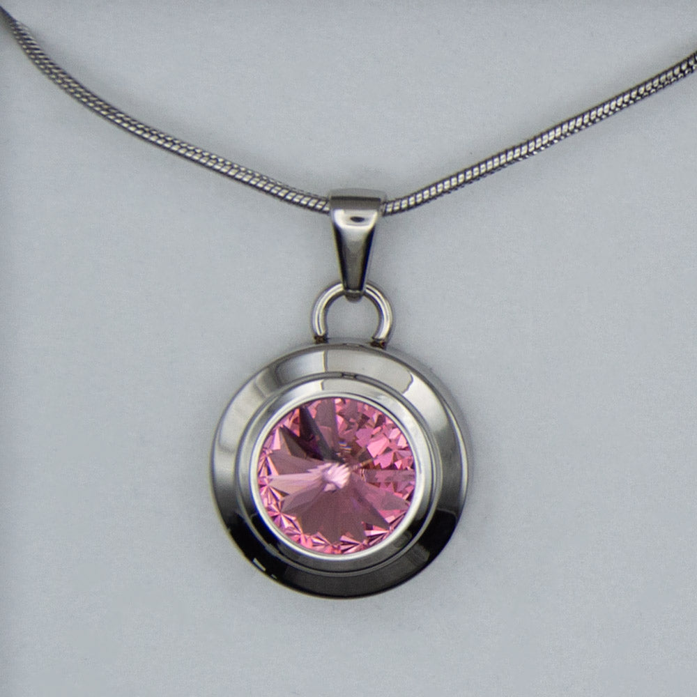 Pink crystal Angelica Necklace Silver Colour
