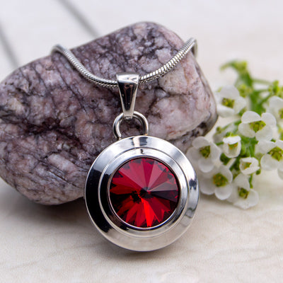 Red Crystal Angelica Necklace Silver Colour