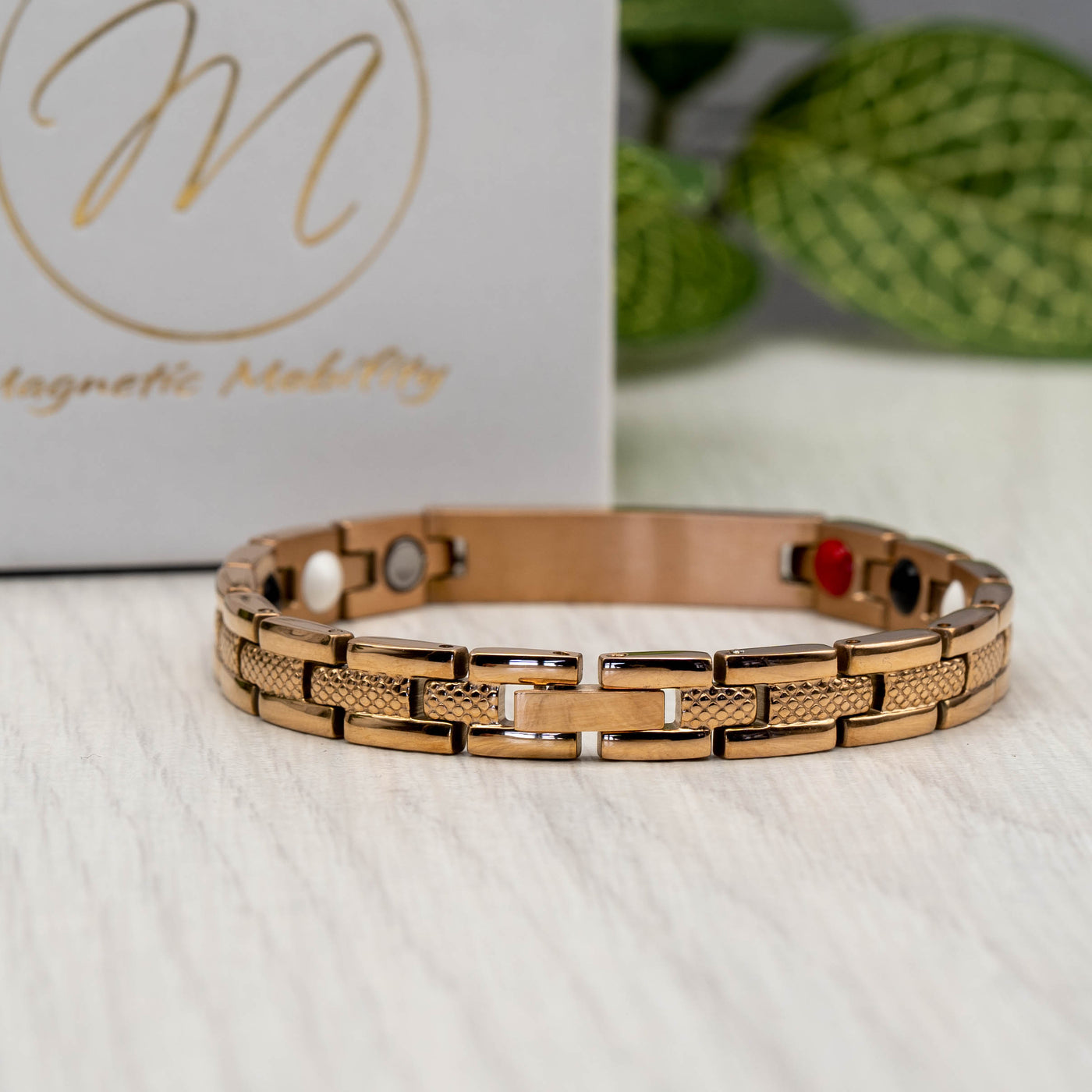 Honesty Dawn - Women's 4in1 Magnetic Bracelet, Rose gold plated stainless steel with swarovski crystals. Back view of bracelet showing clasp