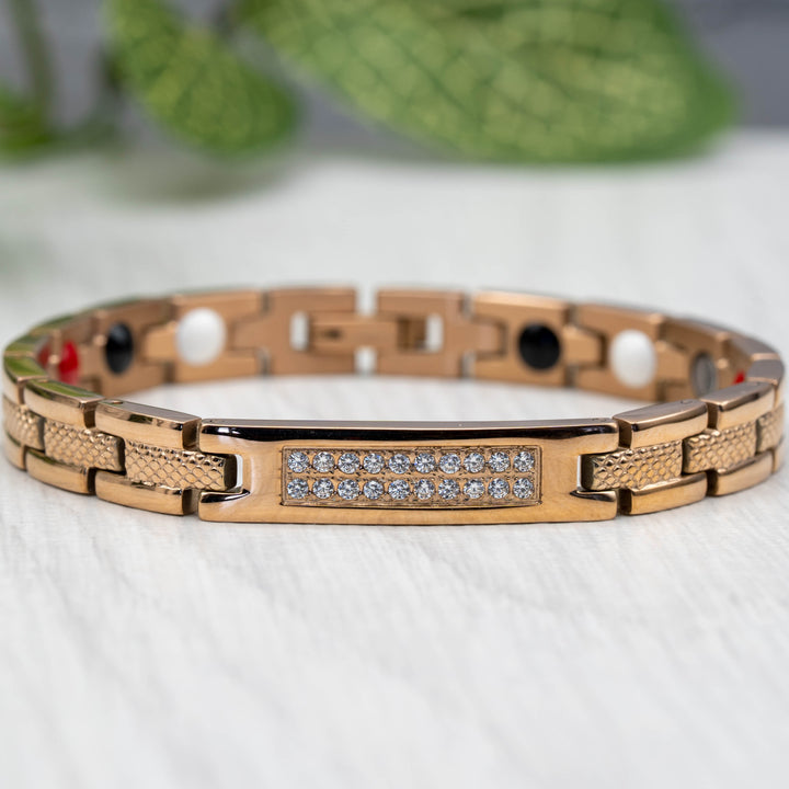 Honesty Dawn - Women's 4in1 Magnetic Bracelet, Rose gold plated stainless steel with swarovski crystals. 